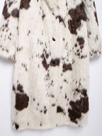 AM Vision RO Long Faux Fur Effect Coat in a stylish white and brown pattern for a trendy look