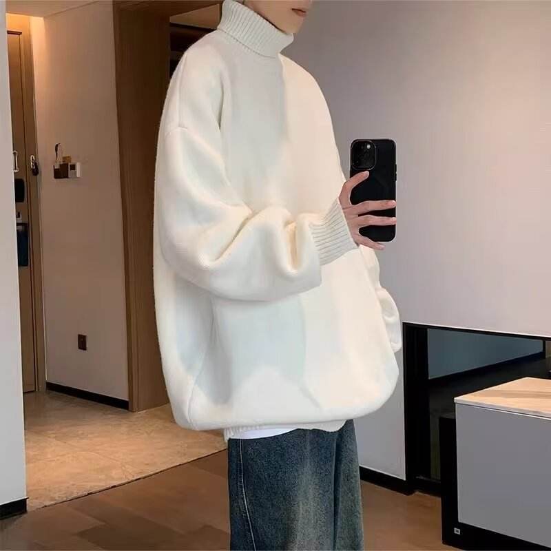 AM Vision RO Loose Fit Lazy Style Sweater in White for Relaxed Casual Wear