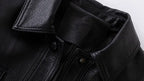 AM Vision RO luxury streetwear leather jacket with a soft texture and stylish collar design