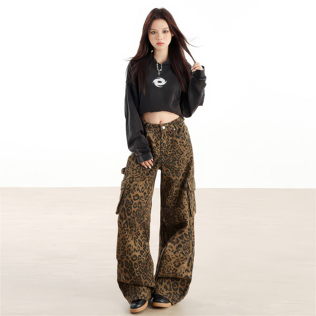 Pantalon à imprimé animalier