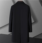 Back view of Men Wool Coat Autumn-Winter 2025 in sleek black design with a modern silhouette