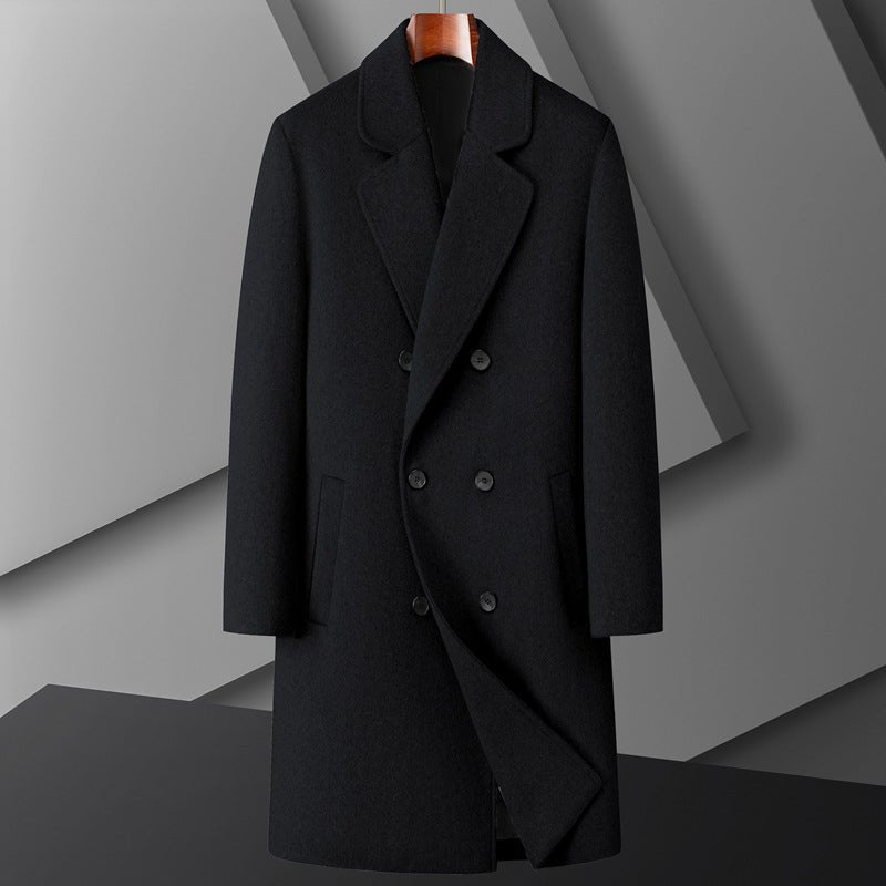 Classic Black AM Vision RO Men Wool Coat Autumn-Winter 2025 with Double-Breasted Design