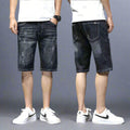 Men's Denim Shorts in Dark Wash with Distressed Details and Casual Fit for Summer Wear