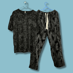 Men's Graffiti Design Pants - Urban Street Style paired with matching graphic t-shirt for trendy streetwear look