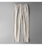Men's Linen Pants in light beige color with a relaxed fit and elastic waistband