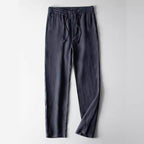 Men's Linen Pants in Dark Gray with Comfortable Elastic Waistband