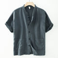 Men's Linen Shirt, lightweight gray fabric with a casual button-up design