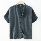 Men's Linen Shirt, lightweight gray fabric with a casual button-up design