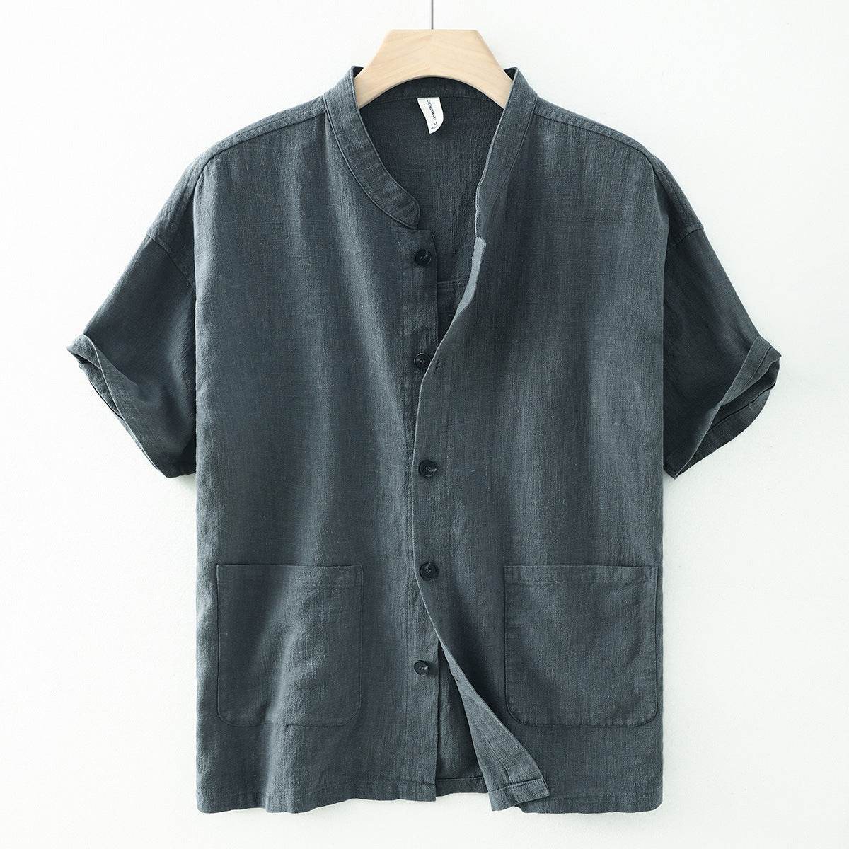 Men's Linen Shirt, lightweight gray fabric with a casual button-up design