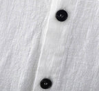 White Men's Linen Shirt with Black Buttons and a Soft, Breathable Fabric