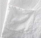 Close-up of Men's Linen Shirt featuring a comfortable chest pocket