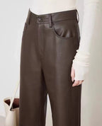 Merard Luxe Sheepskin Pants in Dark Brown with a Tailored Fit and Classic Design
