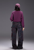 Back view of model wearing Midnight Paws Street Top paired with stylish cargo pants for a trendy look