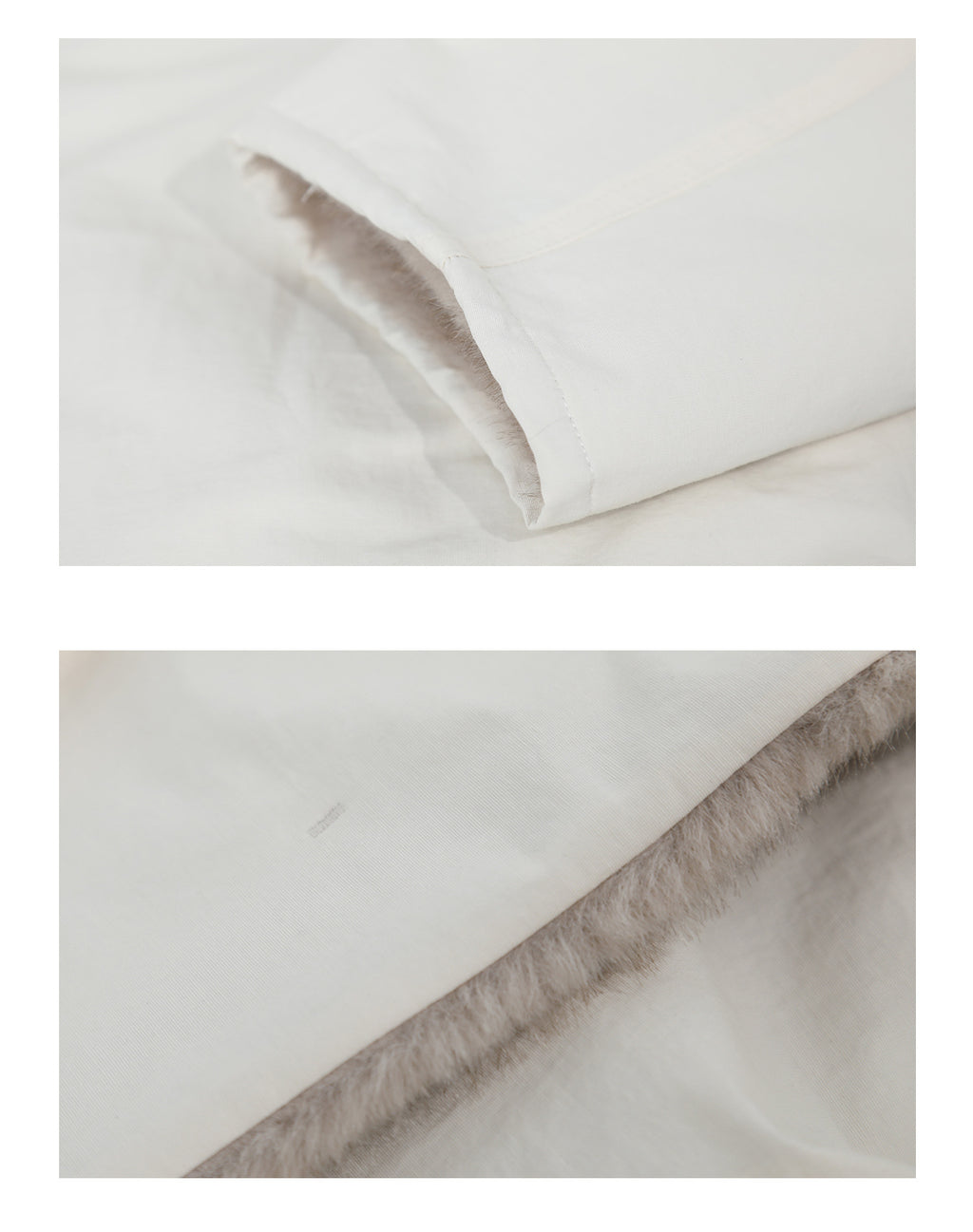 Soft and luxurious fabric of the Milk Tea Reversible Luxe Fur Trench showcasing high-quality stitching details