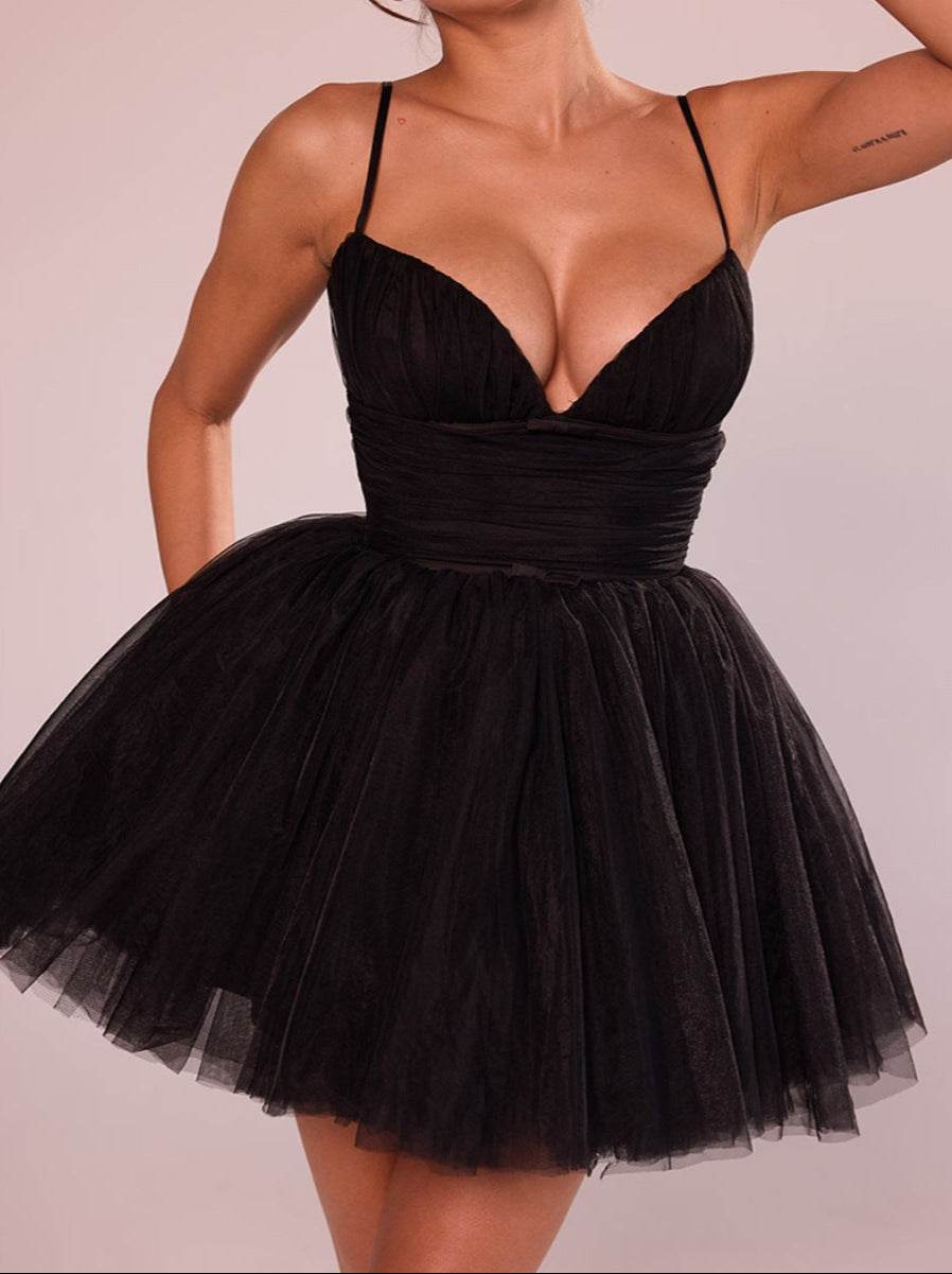 AM Vision RO Mini Bell Dress in Black with a Flattering Fitted Bodice and Tulle Skirt