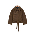 AM Vision RO Minimalist Belted Short Coat in Brown with Stylish Design and Belted Waist