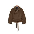 AM Vision RO Minimalist Belted Short Coat in Brown with Stylish Design and Belted Waist