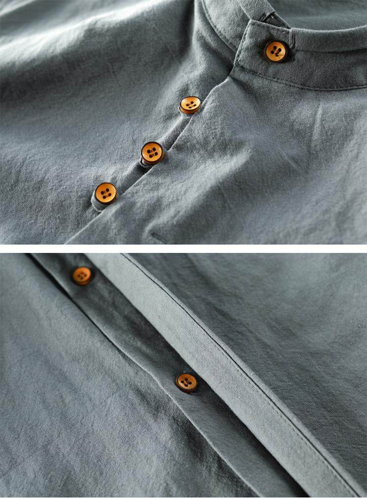 AM Vision RO Minimalist Design Shirt with Wooden Buttons and Soft Fabric Texture