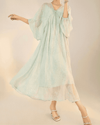 Light and airy Mint Blue Dress with Embroidery, perfect for summer occasions or casual outings
