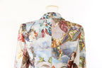 Mocha Mousse Cape Jacket featuring a vibrant artistic design with classic painting motifs