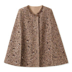 Mocha Mousse Cape Jacket by AM Vision RO with a textured design and elegant neckline