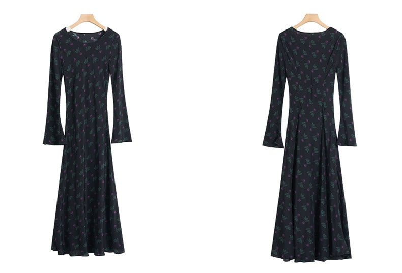 AM Vision RO Mulberry Silk Dress with Artistic Prints and Flared Sleeves for a Stylish Look