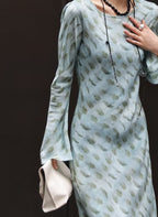 Elegant Mulberry Silk Dress featuring Artistic Prints for a sophisticated style
