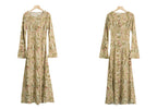 Elegant Mulberry Silk Dress with Artistic Prints and Long Sleeves for Stylish Women