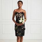 Elegant Naked Illusion Dress With Embroidered Flowers for special occasions featuring a strapless design