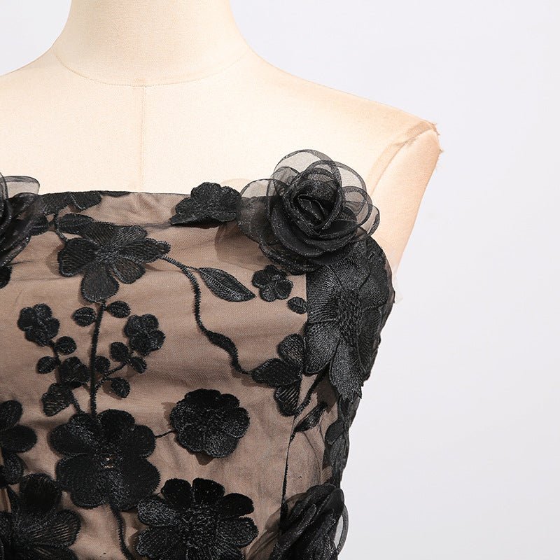 Naked Illusion Dress With Embroidered Flowers featuring a floral design and elegant detailing