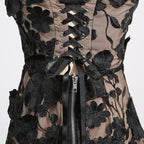 Naked Illusion Dress With Embroidered Flowers featuring a lace-up back and detailed floral embroidery