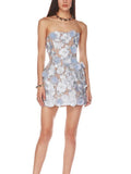 Naked Illusion Dress With Embroidered Flowers in light blue and white for a stunning look