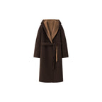 Nara Wool X Cashmere Hooded Coat in brown with a belted waist and elegant design for stylish warmth