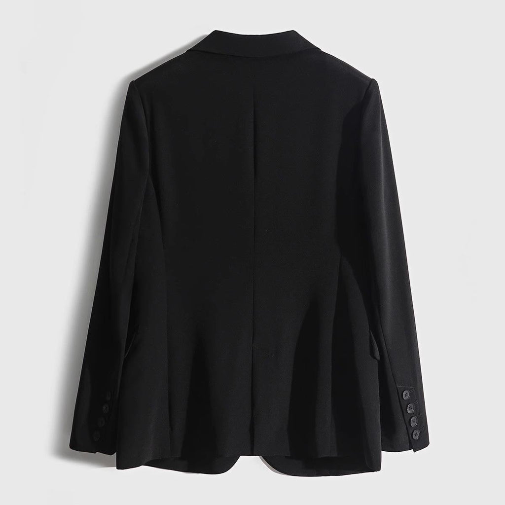 Back view of a stylish black Natural Silk Blazer from AM Vision RO, perfect for elegant occasions