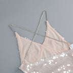 Elegant One-Shoulder Sequin Gown with delicate straps and shimmering embellishments