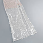 AM Vision RO One-Shoulder Sequin Gown with Elegant Design and Sheer Detail