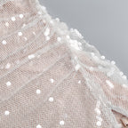 Close-up detail of the One-Shoulder Sequin Gown with shimmering sequins on a soft fabric