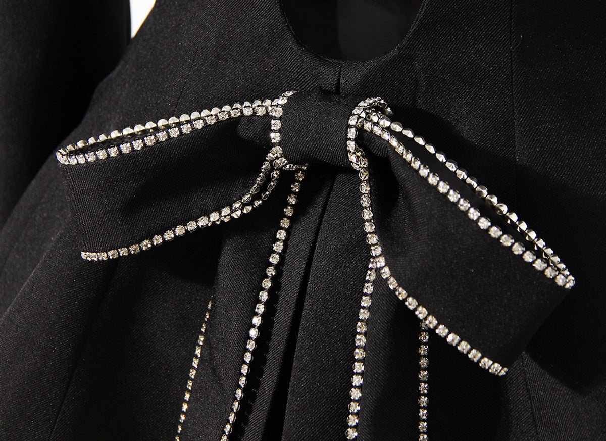 Close-up of AM Vision RO Open Back Blazer with Decorative Stone Lacing for a stylish look