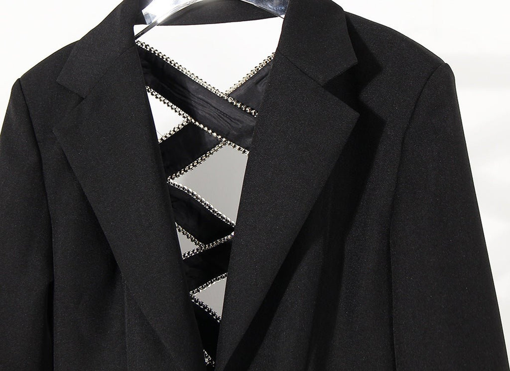 Open Back Blazer with Decorative Stone Lacing featuring a stylish design and elegant details