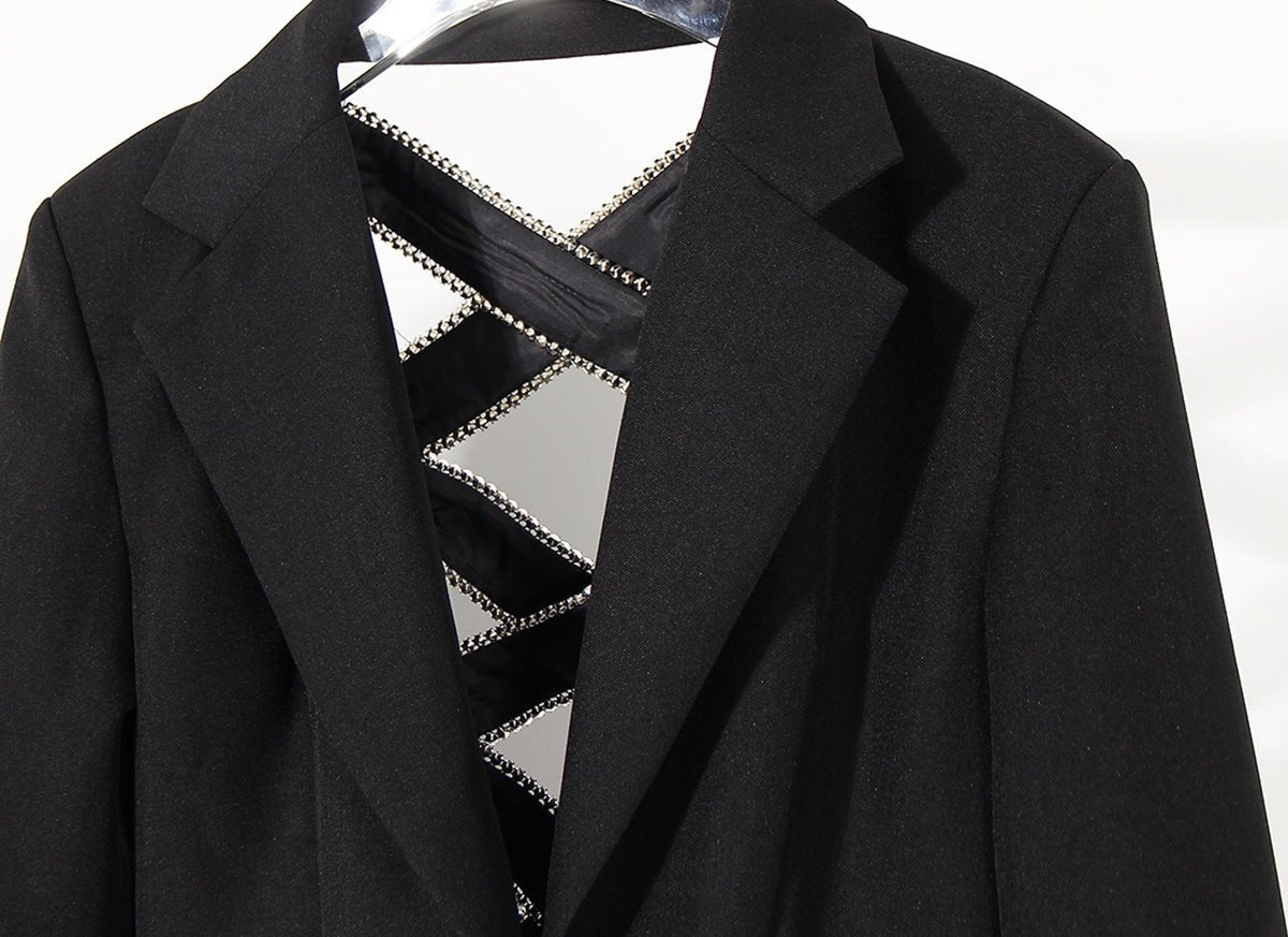 Open Back Blazer with Decorative Stone Lacing featuring a stylish design and elegant details