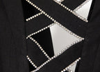 Close-up of Open Back Blazer with Decorative Stone Lacing highlighting the elegant design details