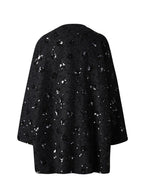 Stylish black Oversize Jacket with Applications featuring a shimmering sequined design for a trendy look