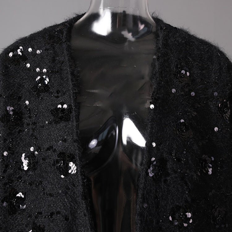 Stylish AM Vision RO Oversize Jacket with Applications featuring sequined embellishments for a trendy look