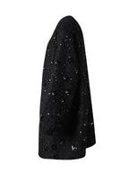 Black Oversize Jacket with Applications featuring a stylish sequined design for a trendy look