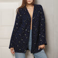 AM Vision RO Oversize Jacket with Applications in navy with sequin detailing for a stylish look