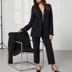 Stylish AM Vision RO Oversize Jacket with Applications in black, paired with chic black pants