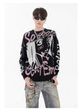 Trendy oversized anime sweater featuring bold graphics and a relaxed fit for a stylish look