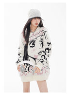Stylish oversized anime sweater by AM Vision RO with unique graphic design and comfortable fit