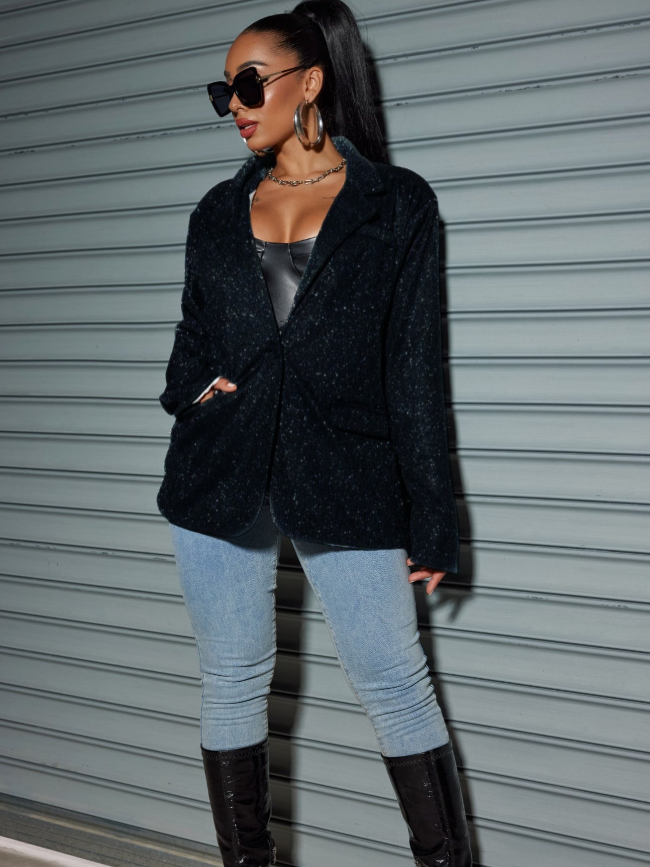 AM Vision RO Oversized Sequin Cardigan Blazer for a stylish and fashionable look