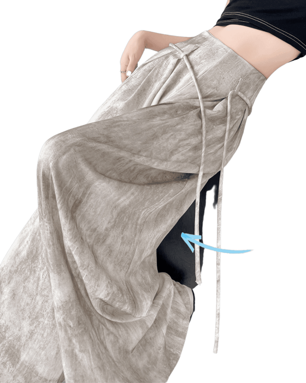 Pantaloni casual wide-leg bej cu talie înaltă și curea subțire de la AM Vision RO